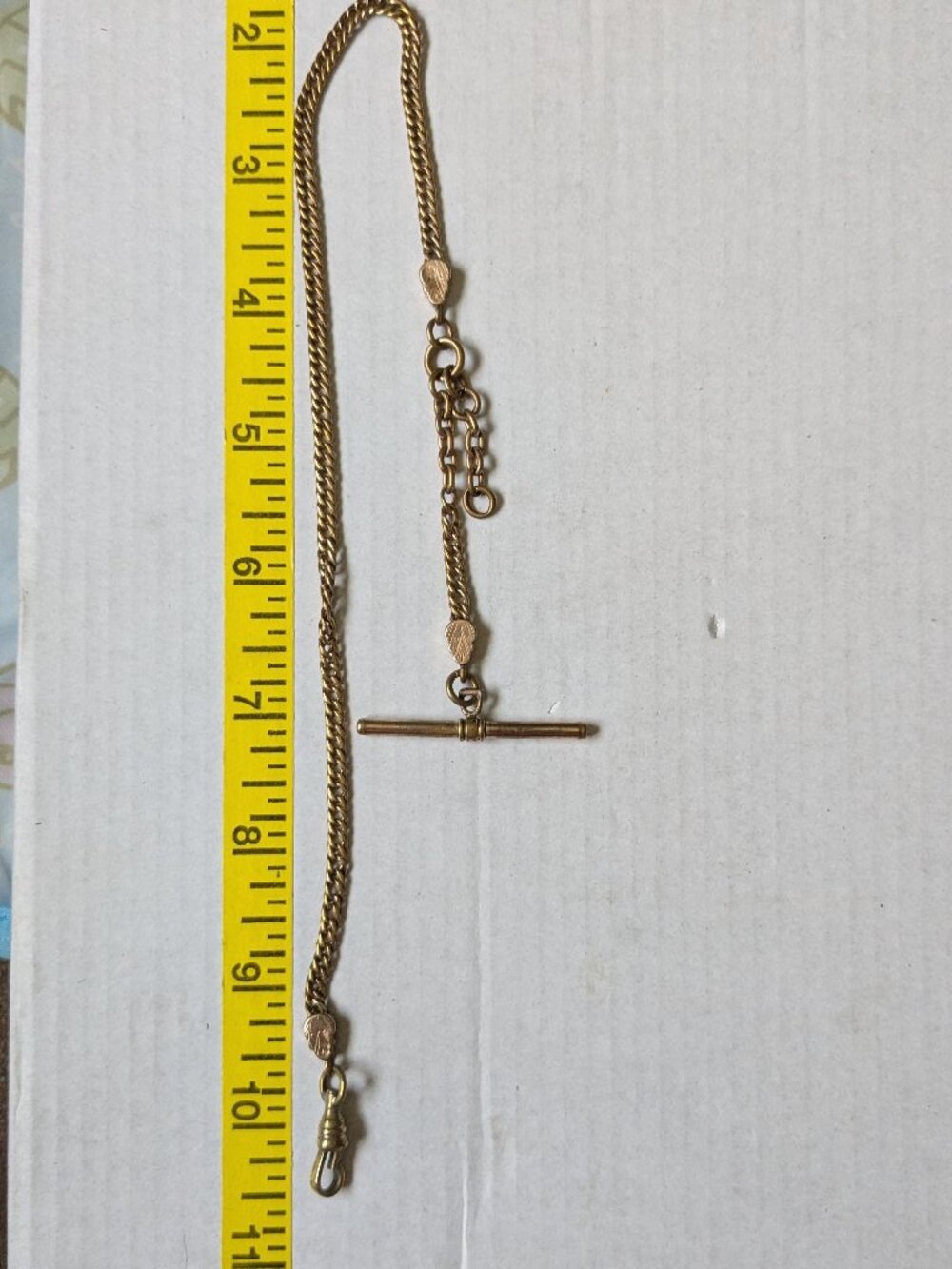 Antique H&H Gold Filled Prince Albert Design T Bar Dog Clip Watch Chain